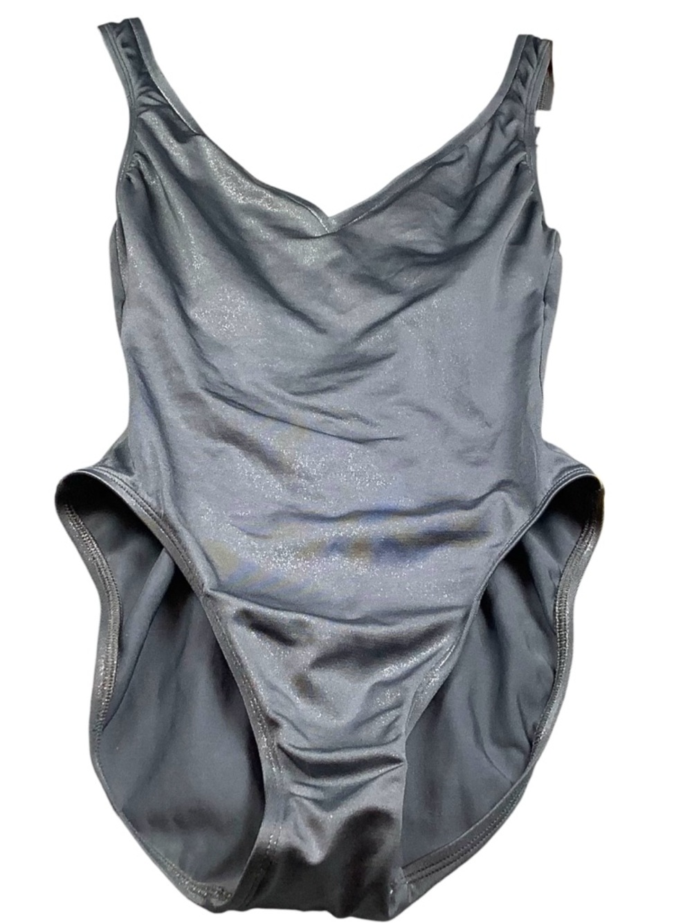 🛍️ 2/$25 Vintage Baja Blue swimsuit grey shimmery high-cut leg 80-90’s